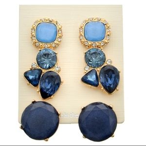 🦋💙💠3 Piece Blue Gold Stone Earring Set